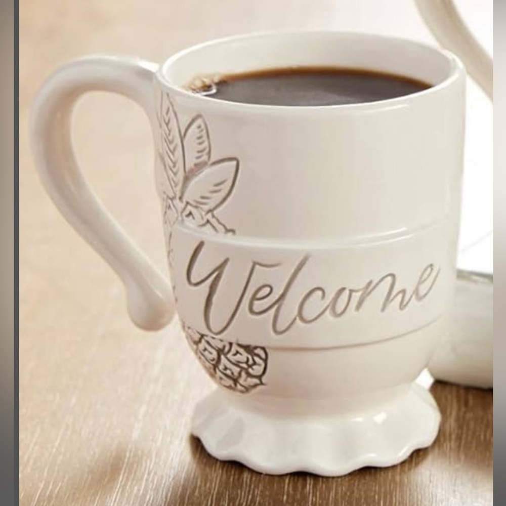 New Mud Pie WELCOME WASHED PINEAPPLE MUG Coffee Tea Gift